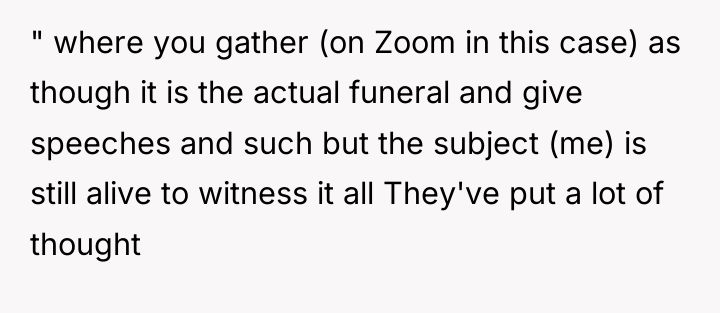 " where you gather (on Zoom in this case) as...