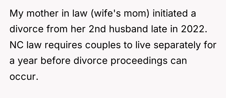 My mother in law (wife's mom) initiated a divorce from...