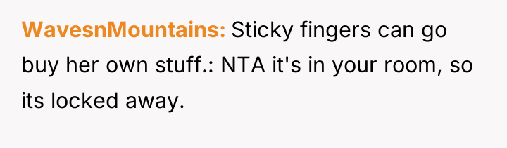 WavesnMountains Sticky fingers can go buy her own stuff.: NTA...