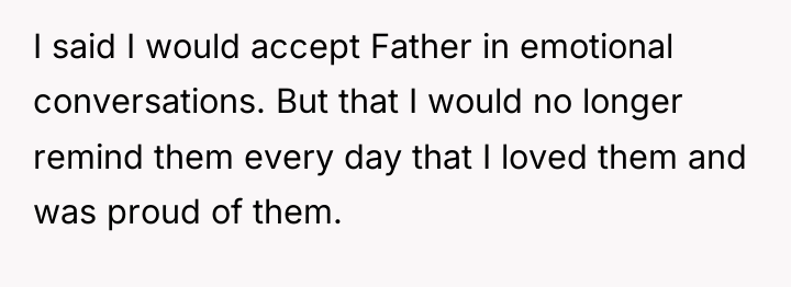 I said I would accept Father in emotional conversations. But...