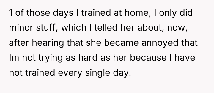1 of those days I trained at home, I only...