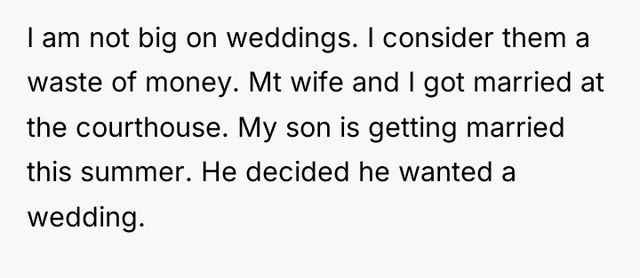I am not big on weddings. I consider them a...