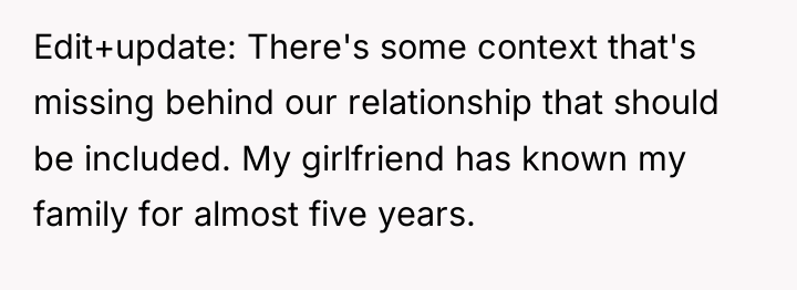 Edit+update: There's some context that's missing behind our relationship that...