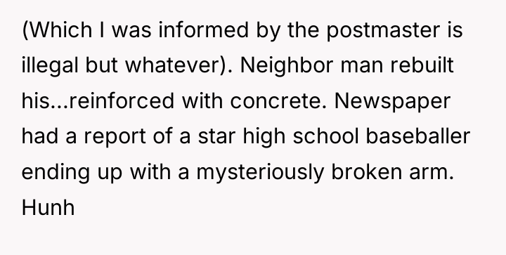(Which I was informed by the postmaster is illegal but...