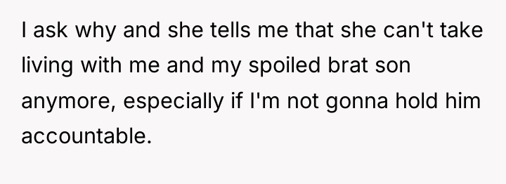 I ask why and she tells me that she can't...