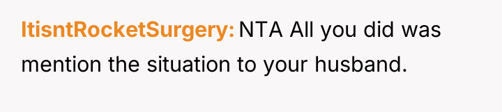 ItisntRocketSurgery NTA All you did was mention the situation to...