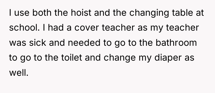 I use both the hoist and the changing table at...