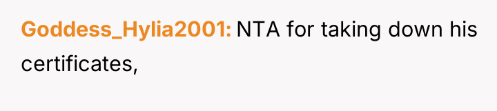 Goddess_Hylia2001 NTA for taking down his certificates,
