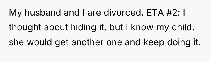 My husband and I are divorced. ETA #2: I thought...