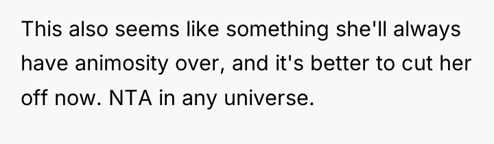This also seems like something she'll always have animosity over,...