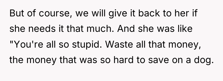 But of course, we will give it back to her...