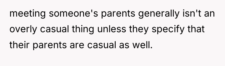 meeting someone's parents generally isn't an overly casual thing unless...
