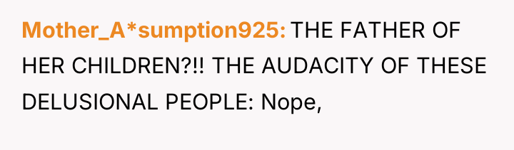 Mother_A*sumption925 THE FATHER OF HER CHILDREN?!! THE AUDACITY OF THESE...