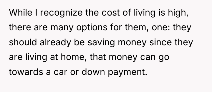 While I recognize the cost of living is high, there...