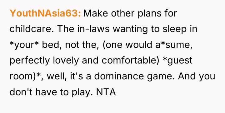 YouthNAsia63 Make other plans for childcare. The in-laws wanting to...