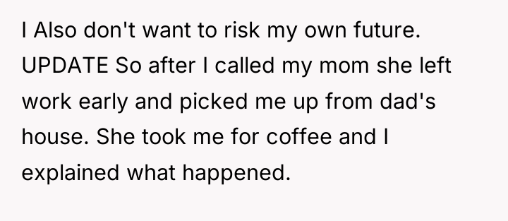 I Also don't want to risk my own future. UPDATE...
