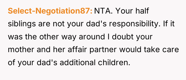 Select-Negotiation87 NTA. Your half siblings are not your dad's responsibility....