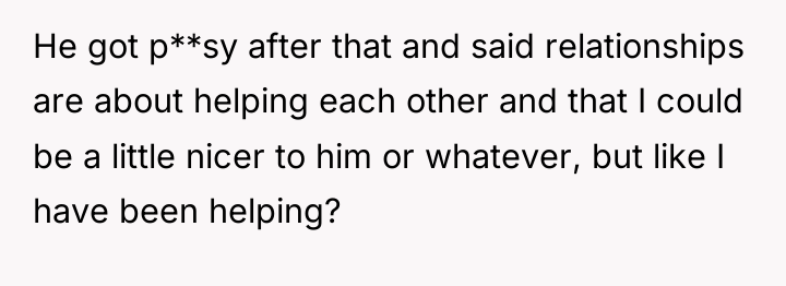 He got p**sy after that and said relationships are about...