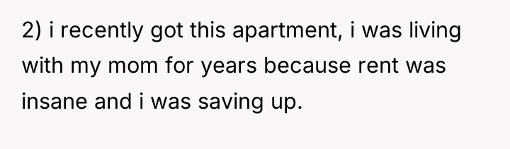 2) i recently got this apartment, i was living with...