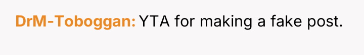 DrM-Toboggan YTA for making a fake post.