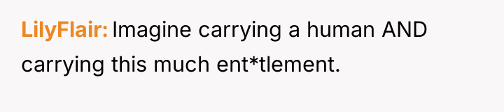 LilyFlair Imagine carrying a human AND carrying this much ent*tlement.