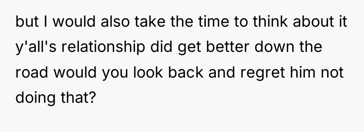 but I would also take the time to think about...