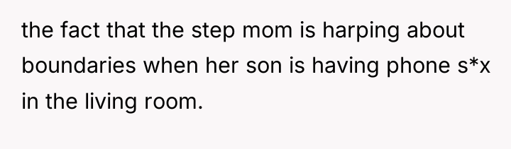 the fact that the step mom is harping about boundaries...