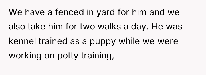 We have a fenced in yard for him and we...