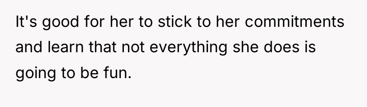 It's good for her to stick to her commitments and...