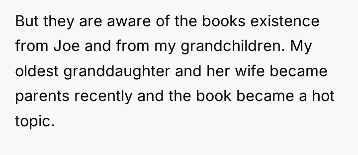But they are aware of the books existence from Joe...