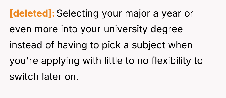 [deleted] Selecting your major a year or even more into...