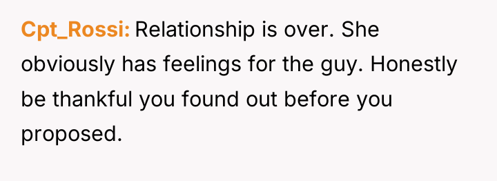 Cpt_Rossi Relationship is over. She obviously has feelings for the...