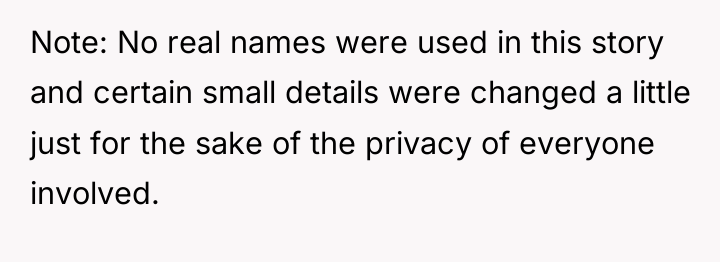 Note: No real names were used in this story and...