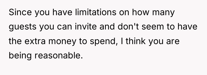 Since you have limitations on how many guests you can...