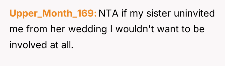 Upper_Month_169 NTA if my sister uninvited me from her wedding...