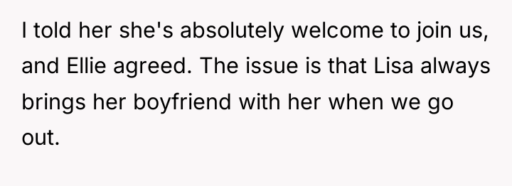 I told her she's absolutely welcome to join us, and...