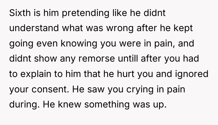 Sixth is him pretending like he didnt understand what was...