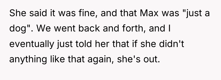 She said it was fine, and that Max was "just...