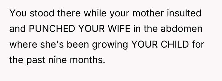 You stood there while your mother insulted and PUNCHED YOUR...