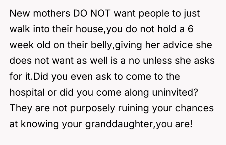 New mothers DO NOT want people to just walk into...