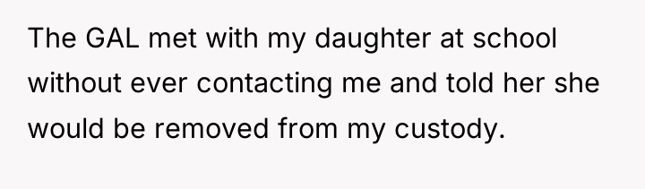 The GAL met with my daughter at school without ever...