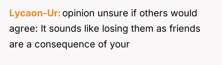 Lycaon-Ur opinion unsure if others would agree: It sounds like...