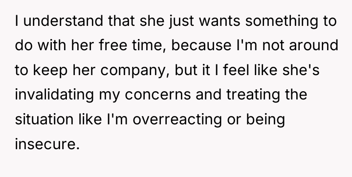 I understand that she just wants something to do with...