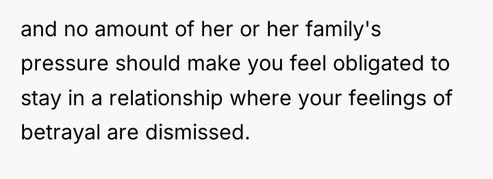 and no amount of her or her family's pressure should...
