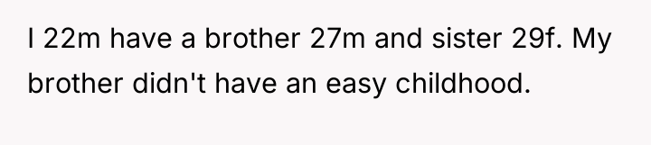 I 22m have a brother 27m and sister 29f. My...