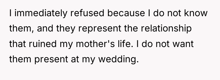 I immediately refused because I do not know them, and...
