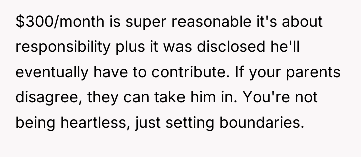 $300/month is super reasonable it's about responsibility plus it was...