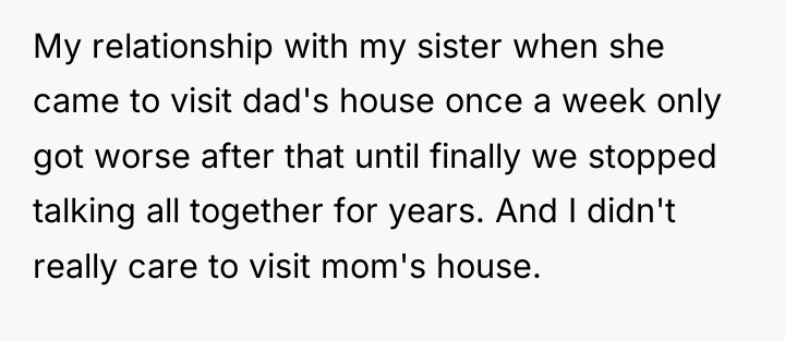 My relationship with my sister when she came to visit...