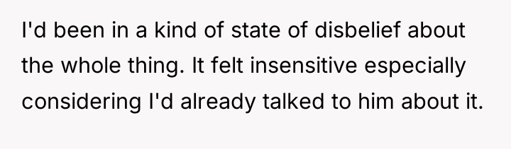 I'd been in a kind of state of disbelief about...