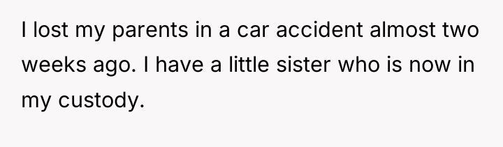 I lost my parents in a car accident almost two...